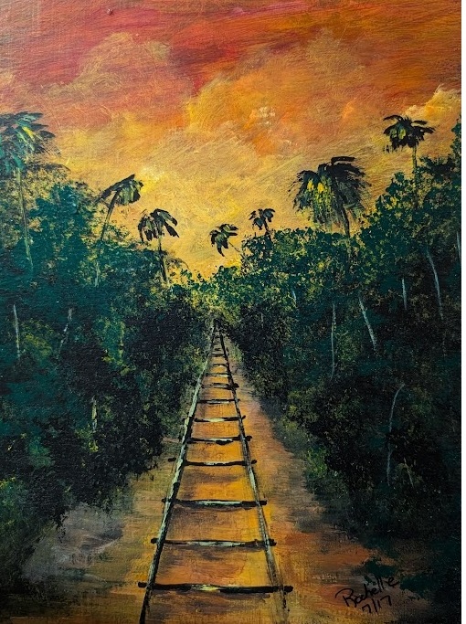 Railroad Tracks into the Sunset by Rachelle
